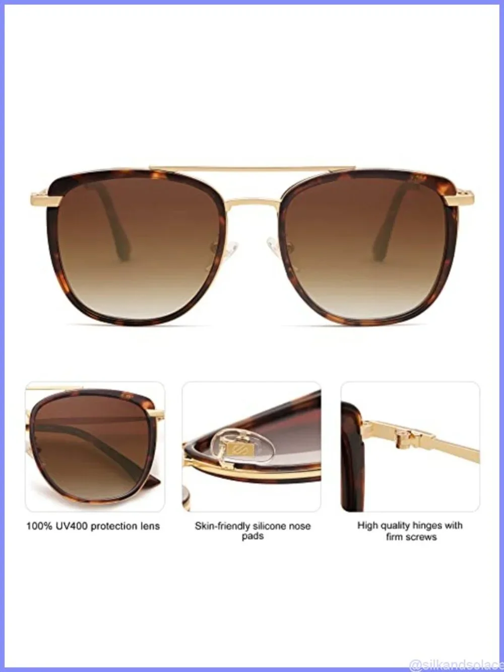 Retro Aviator Square Polarized Sunglasses UV400 Unisex